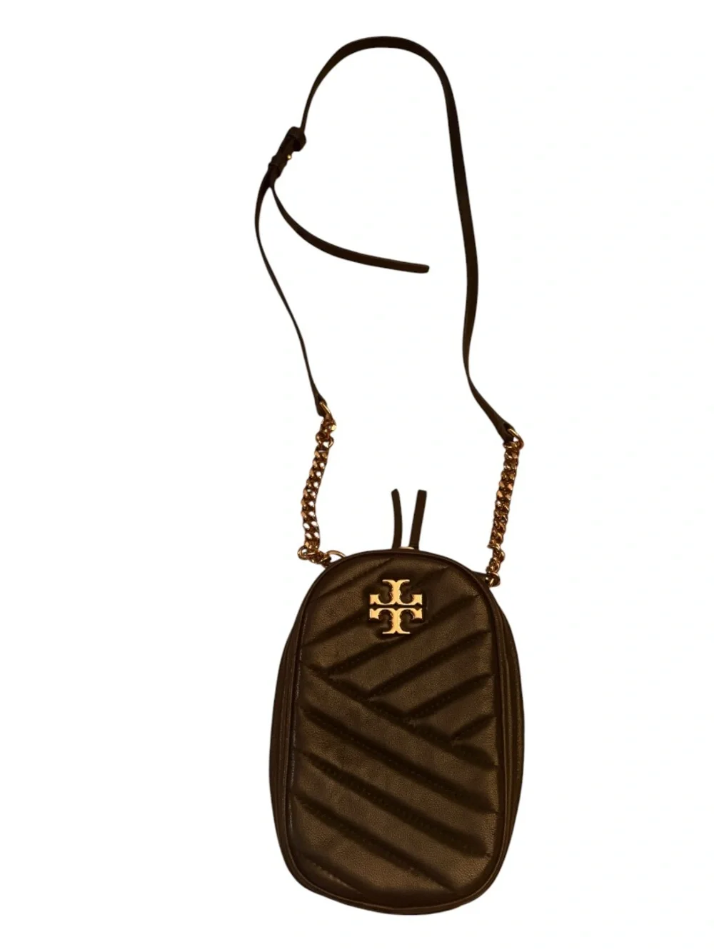 Tory Burch Quilted Black Leather Kira Chevron Crossbody Bag